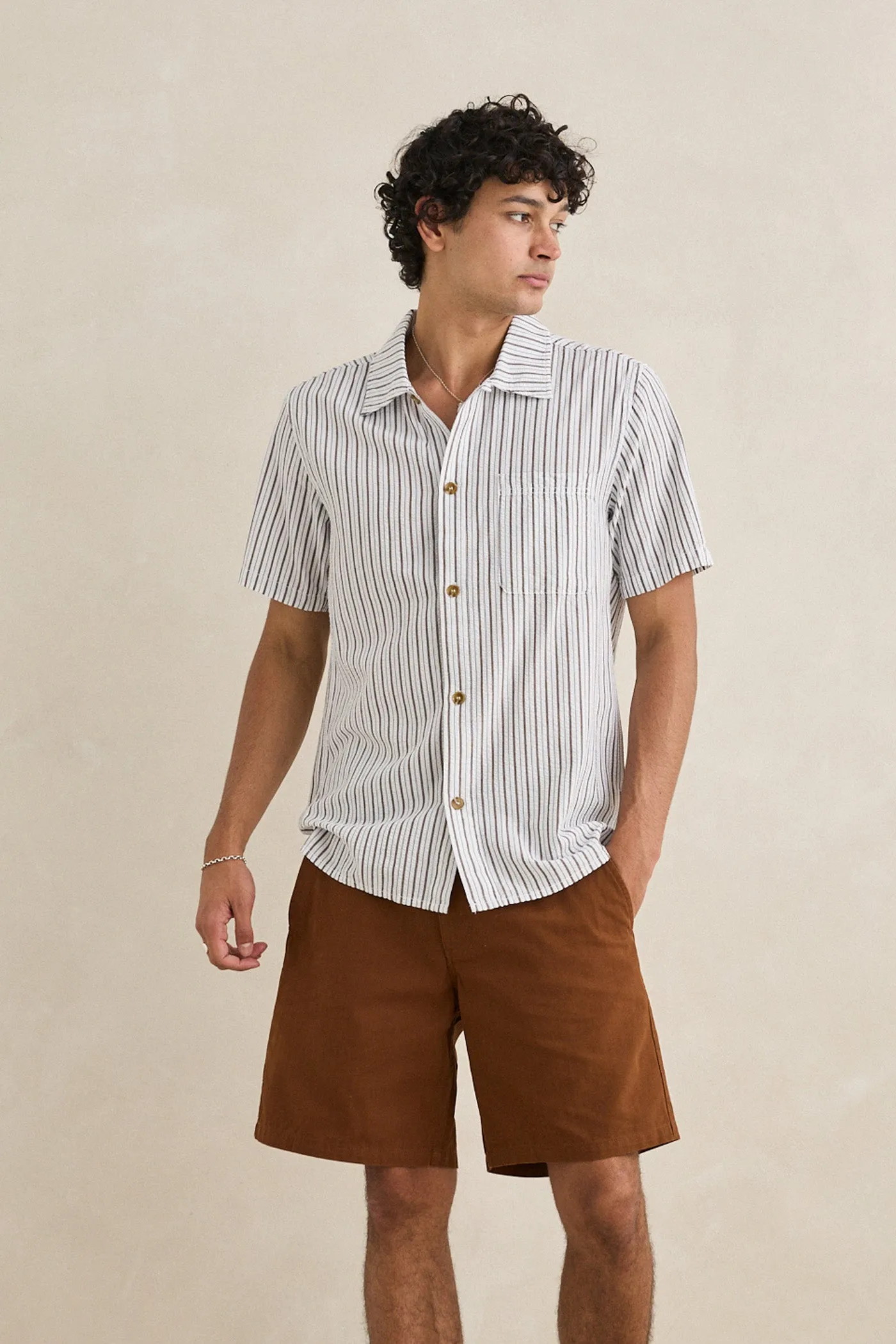Seersucker Stripe Ss Shirt Cedar sold by Rhythm. product image thumbnail 3