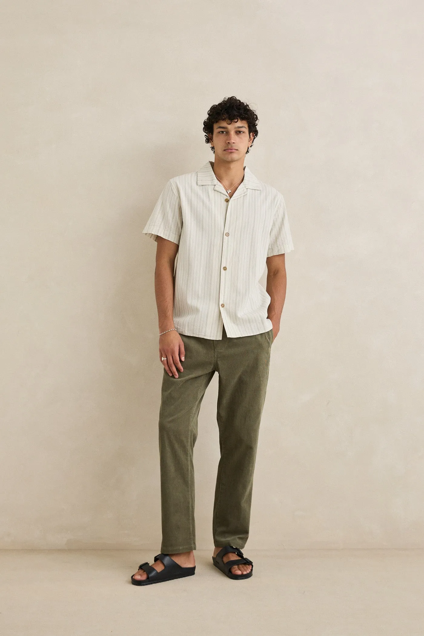 Vacation Stripe Ss Shirt Natural sold by Rhythm. product image thumbnail 5