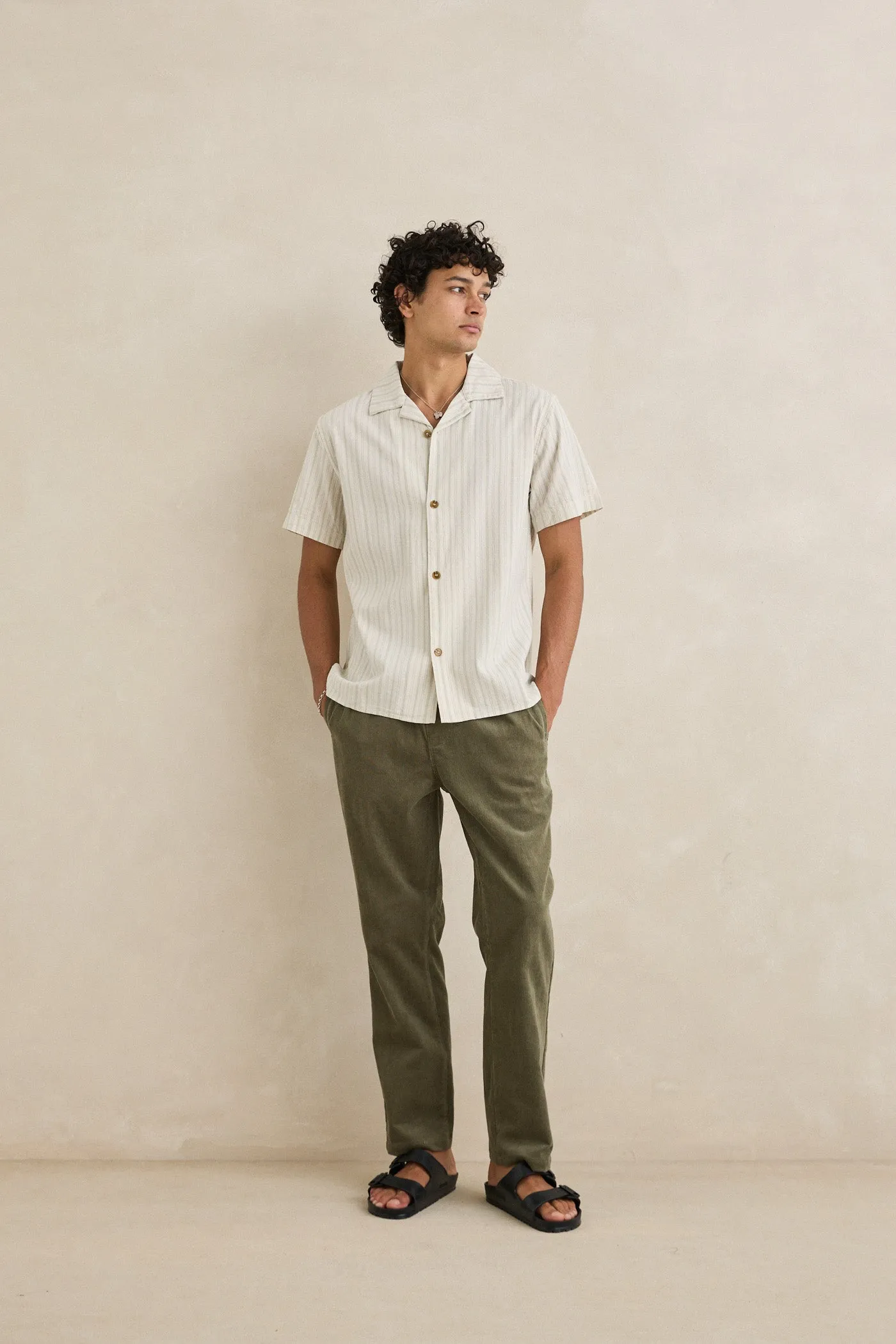 Vacation Stripe Ss Shirt Natural sold by Rhythm. product image thumbnail 2