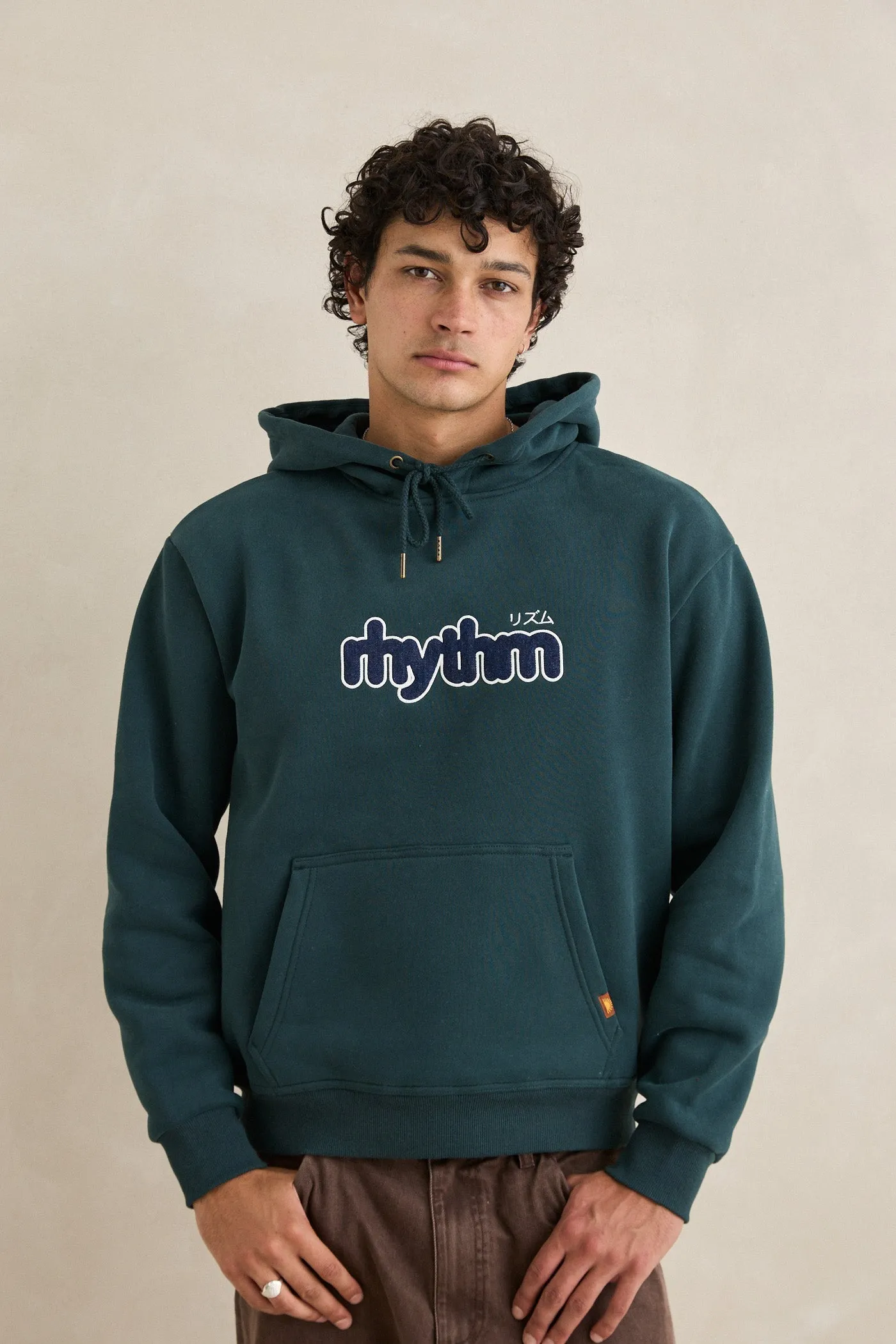 Applique Fleece Hood Dark Pine sold by Rhythm. product image thumbnail 3