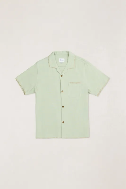 Linen Whip Stitch Ss Shirt Sage sold by Rhythm.