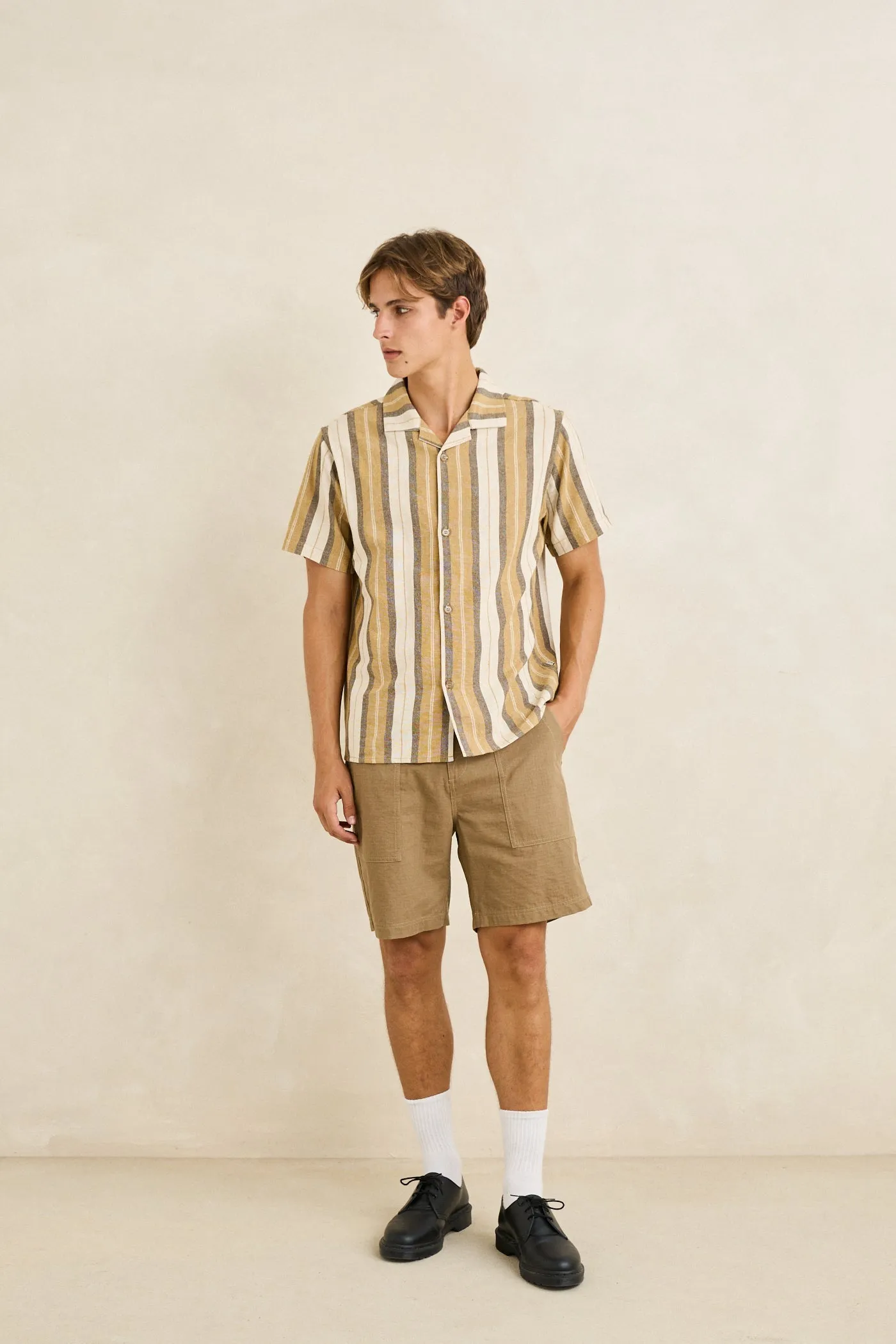 Vacation Stripe Ss Shirt Sand sold by Rhythm. product image thumbnail 2