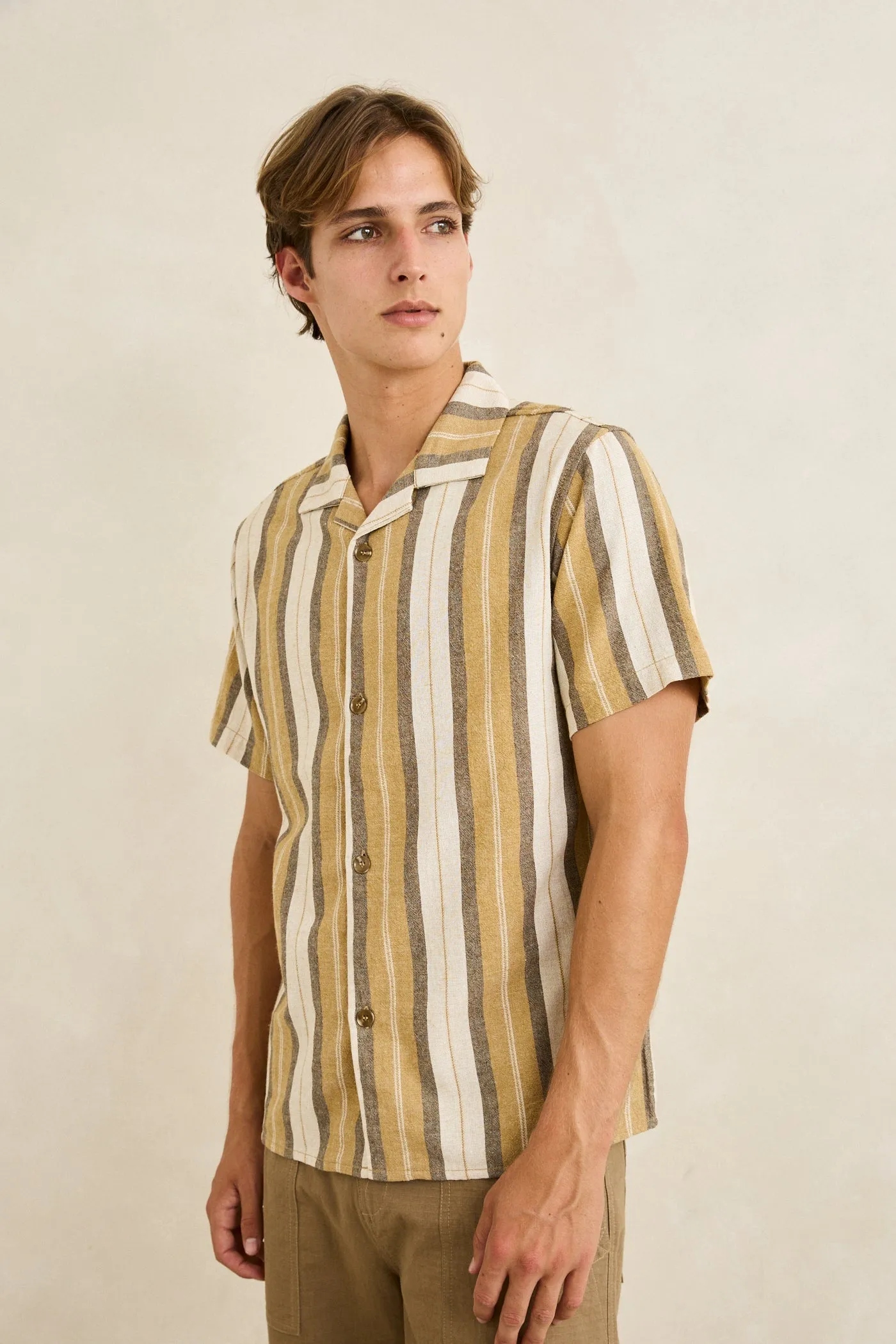 Vacation Stripe Ss Shirt Sand sold by Rhythm. product image thumbnail 4