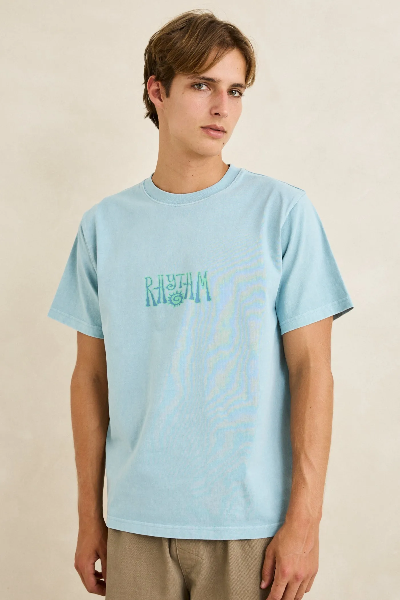 Fresh Stamp Vintage Ss T-Shirt Blue Fog sold by Rhythm. product image thumbnail 4