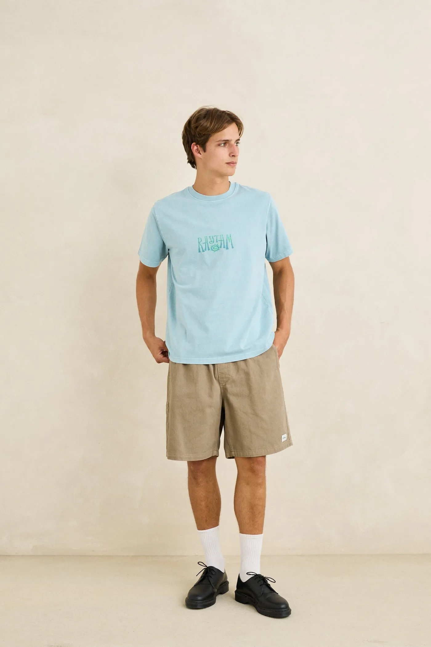 Fresh Stamp Vintage Ss T-Shirt Blue Fog sold by Rhythm. product image thumbnail 2