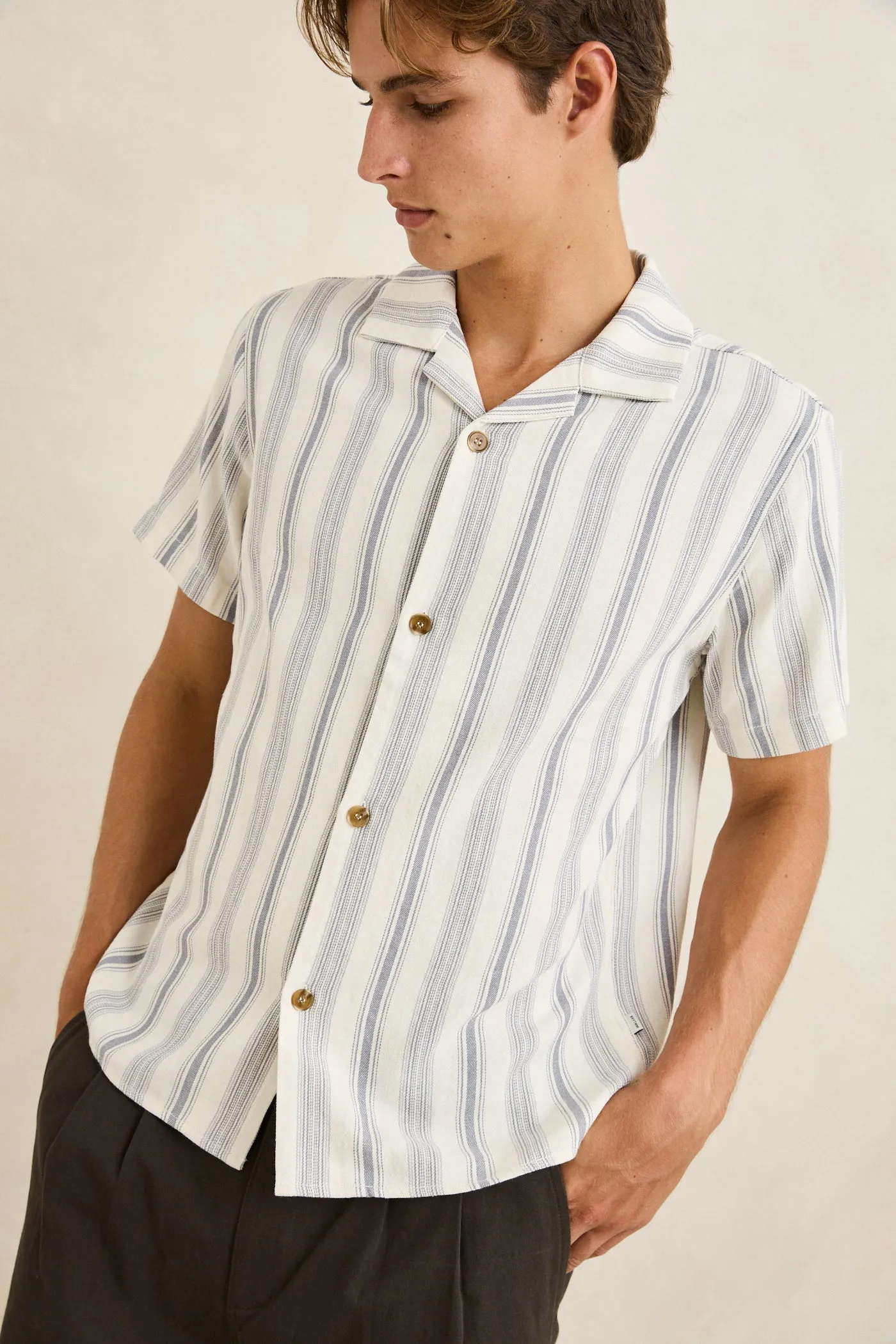 Turkish Stripe Ss Shirt Natural sold by Rhythm. product image thumbnail 5