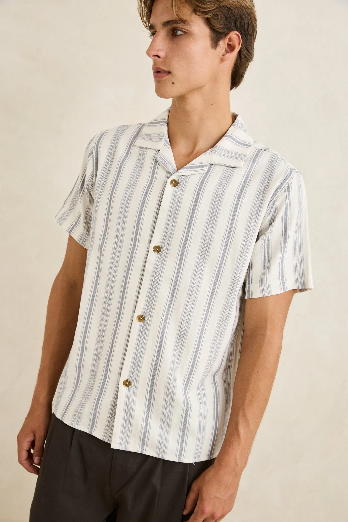 Turkish Stripe Ss Shirt Natural sold by Rhythm. product image thumbnail 4
