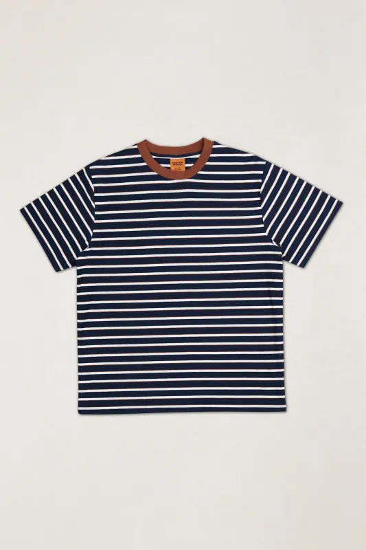 Vintage Stripe Ss T-Shirt Navy sold by Rhythm.