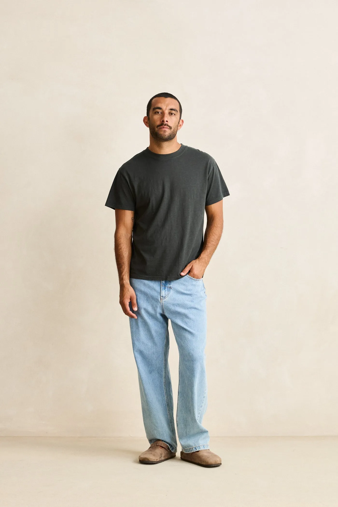 Essential Slub Band Ss T-Shirt Vintage Black sold by Rhythm. product image thumbnail 5
