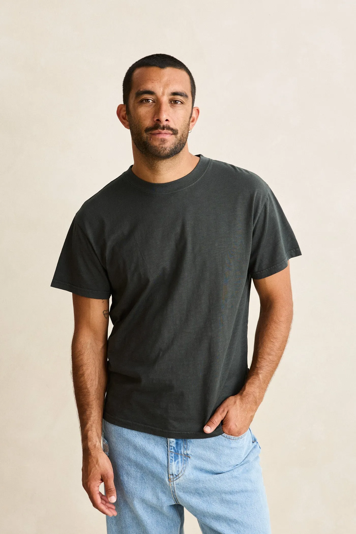 Essential Slub Band Ss T-Shirt Vintage Black sold by Rhythm. product image thumbnail 2