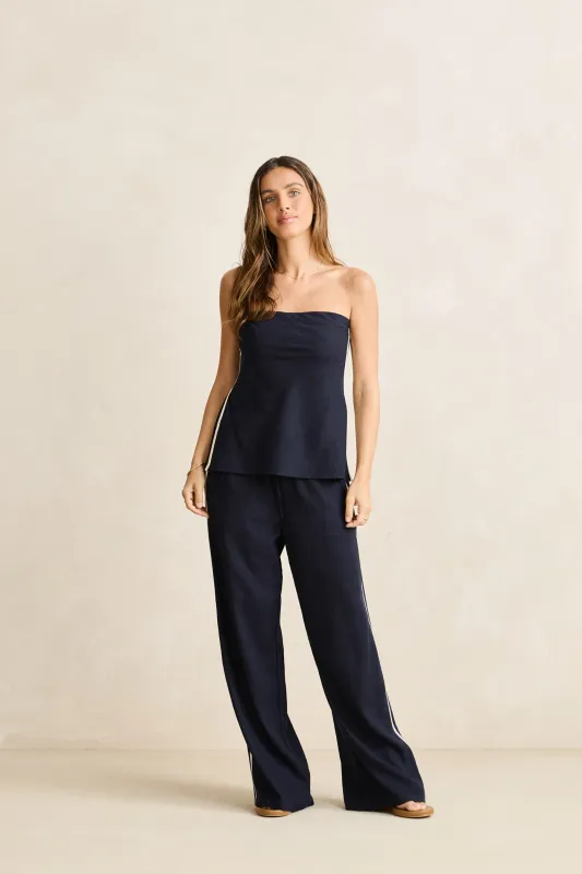 Contrast Linen Track Pant Ocean sold by Rhythm.