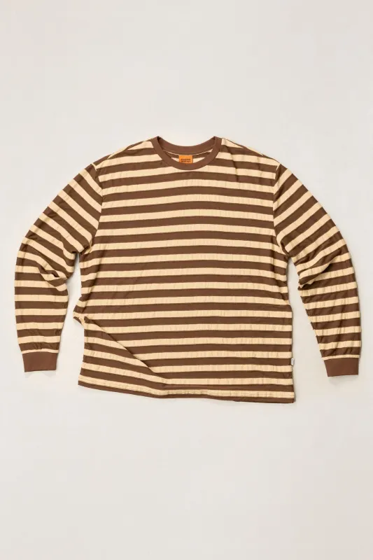 Textured Stripe Ls T-Shirt Brown made by Rhythm.