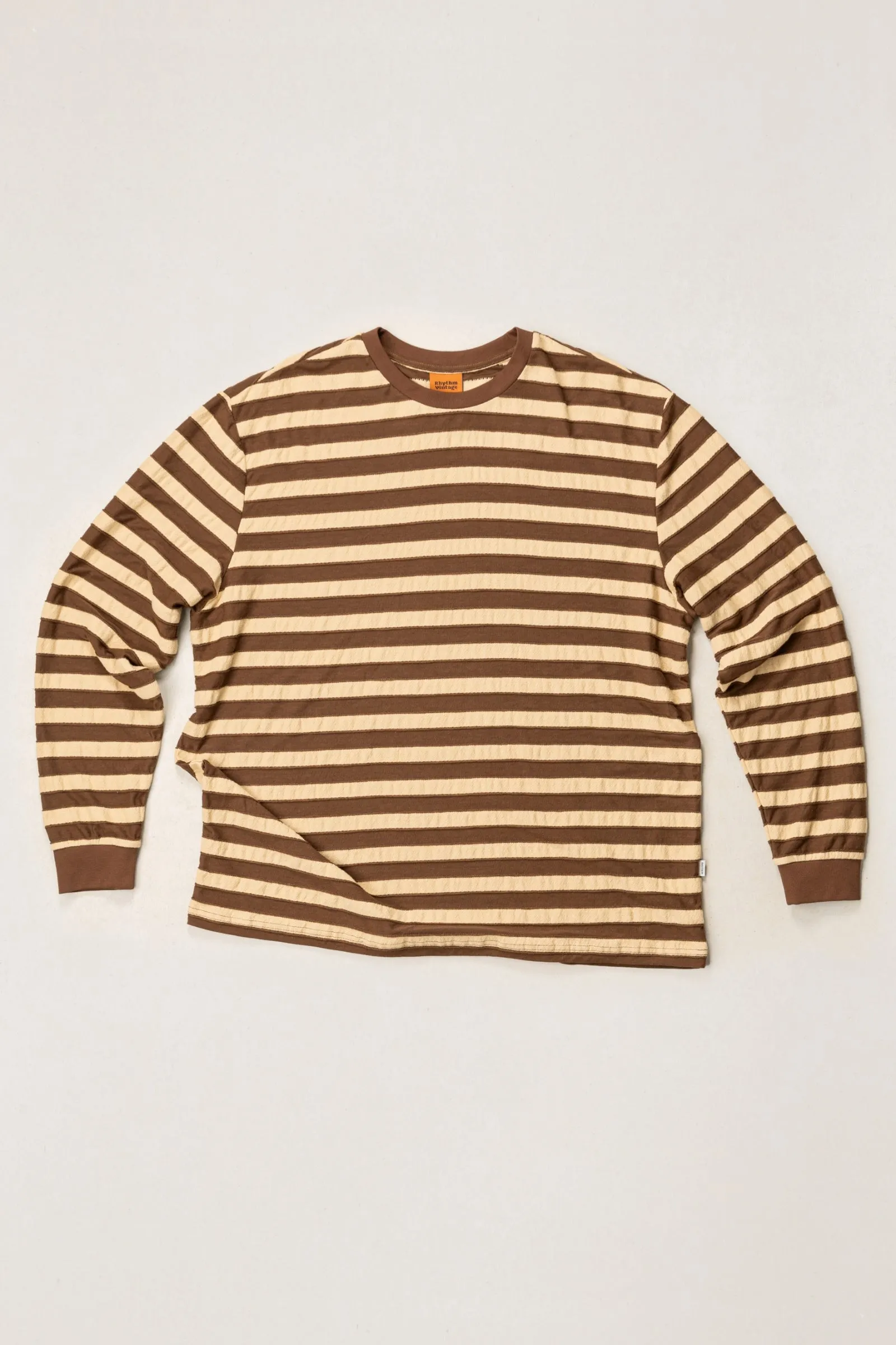 Textured Stripe Ls T-Shirt Brown sold by Rhythm.