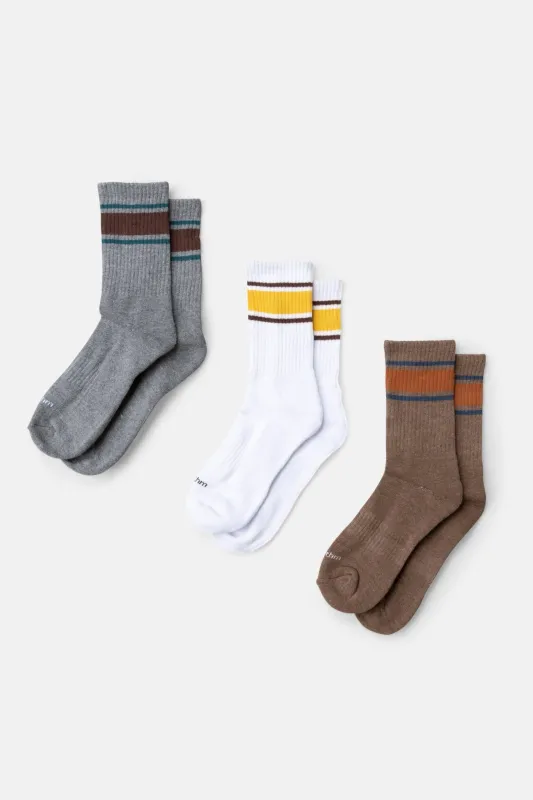 Stripe 3-Pack Crew Sock made by Rhythm.