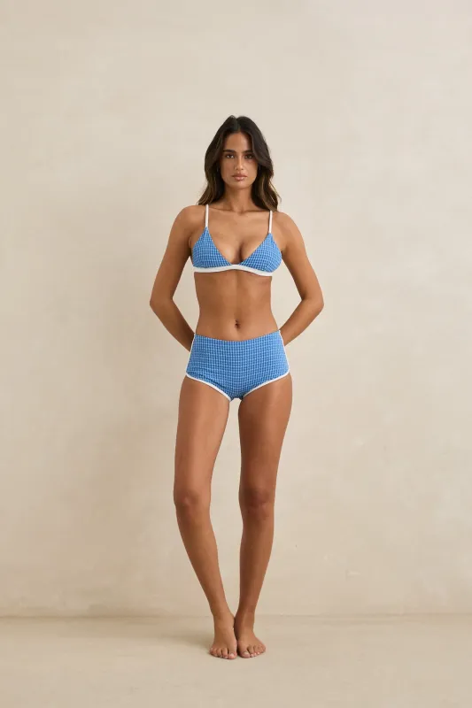 Lola Check Boyleg Pant Blue sold by Rhythm.