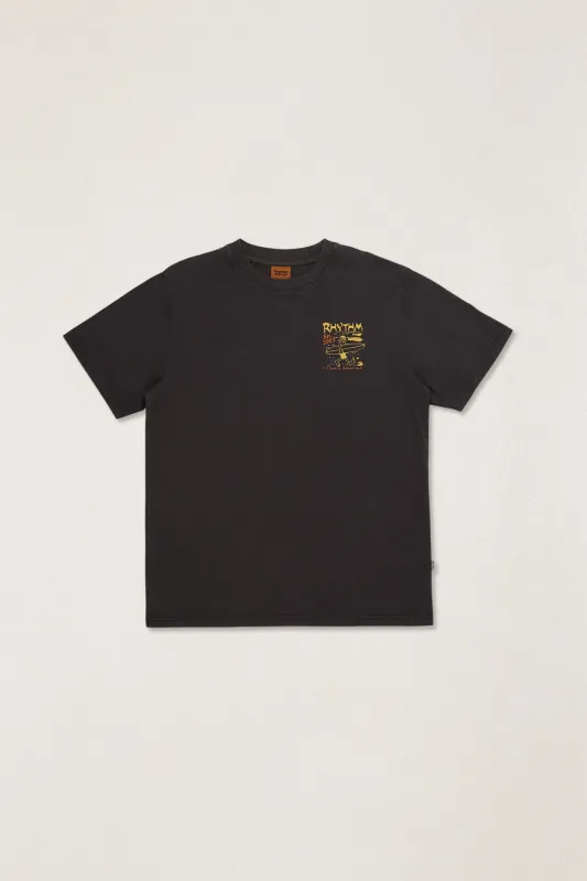 Burleigh Wanderer Ss T-Shirt Vintage Black made by Rhythm.