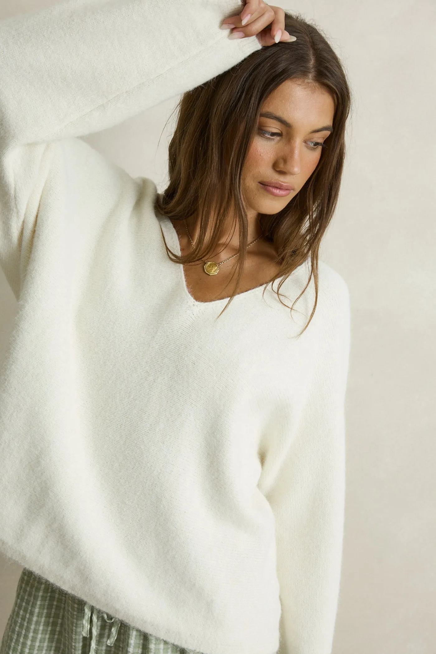 Adele Oversized Long Sleeve Knit Top Cream sold by Rhythm. product image thumbnail 4