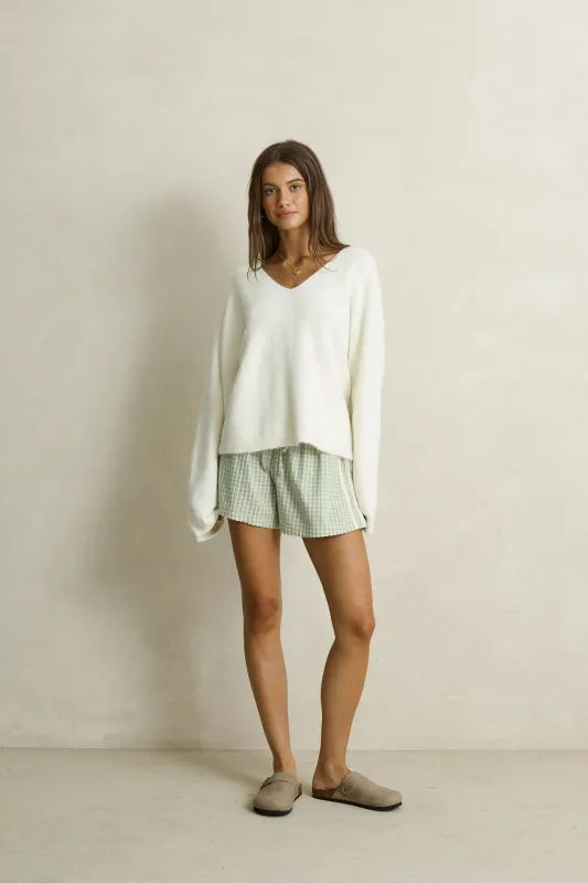 Adele Oversized Long Sleeve Knit Top Cream made by Rhythm.