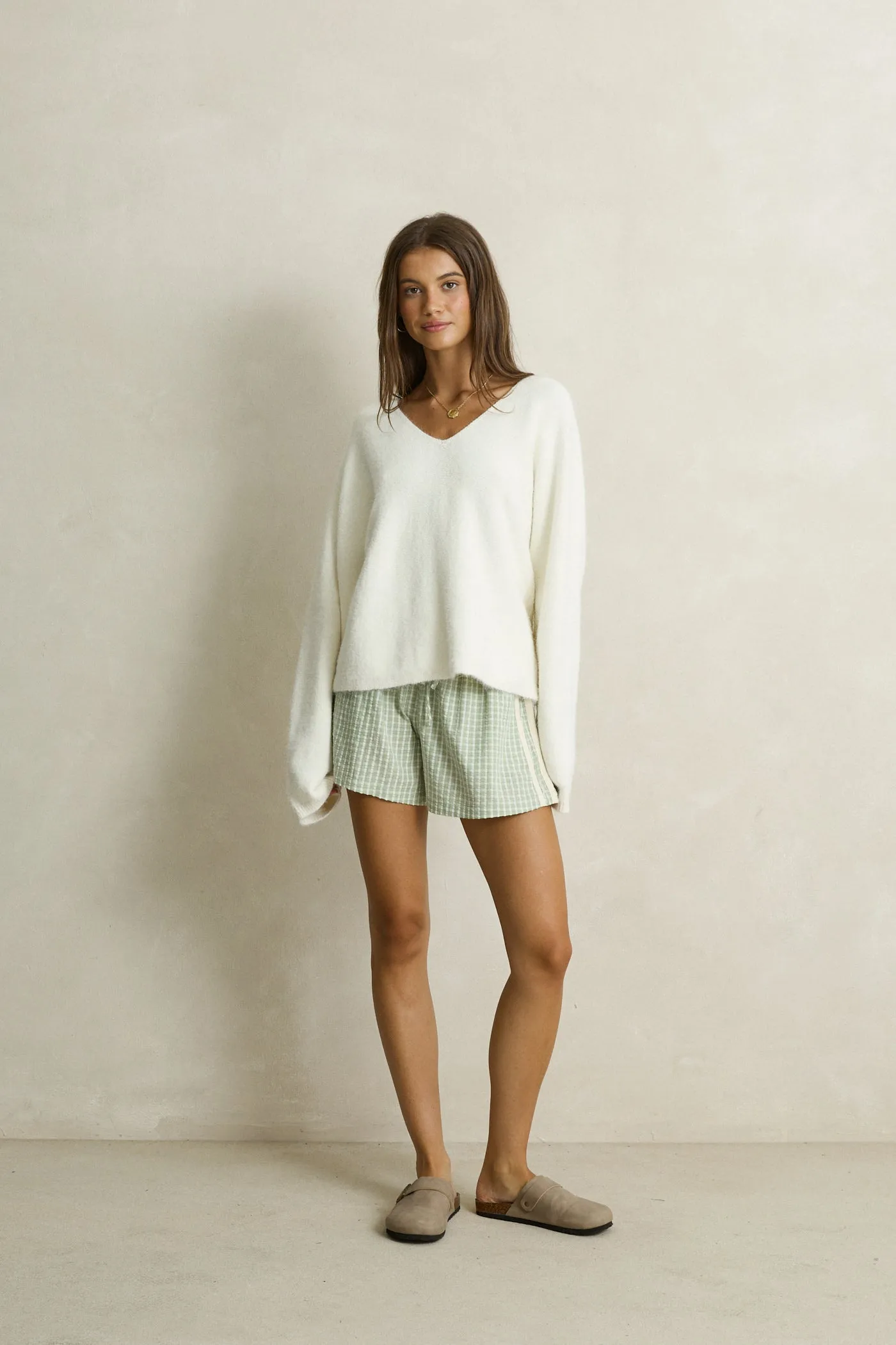 Adele Oversized Long Sleeve Knit Top Cream sold by Rhythm.