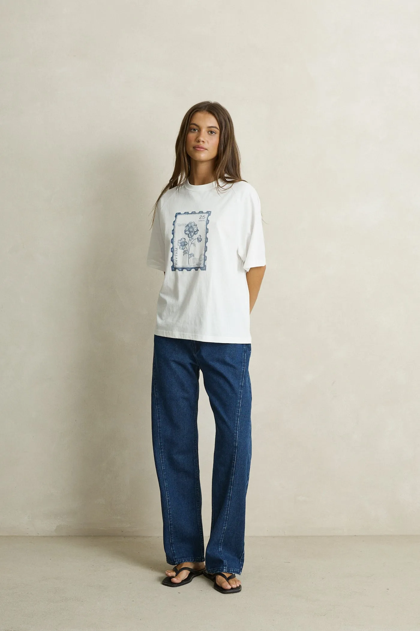 Floral Stamp Oversized T-Shirt White sold by Rhythm.