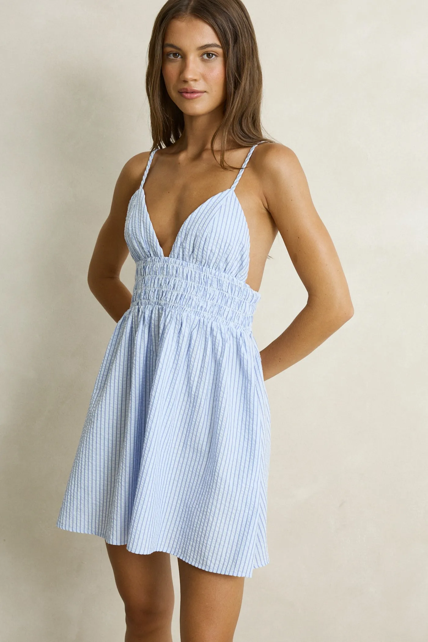 Vista Stripe Mini Dress Blue sold by Rhythm. product image thumbnail 2