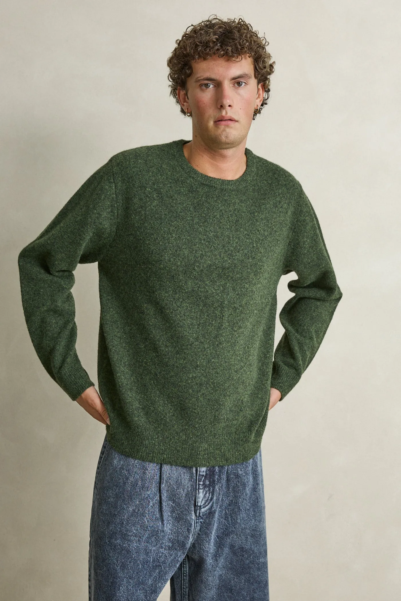 Raglan Rib Knit Crew Olive sold by Rhythm. product image thumbnail 2