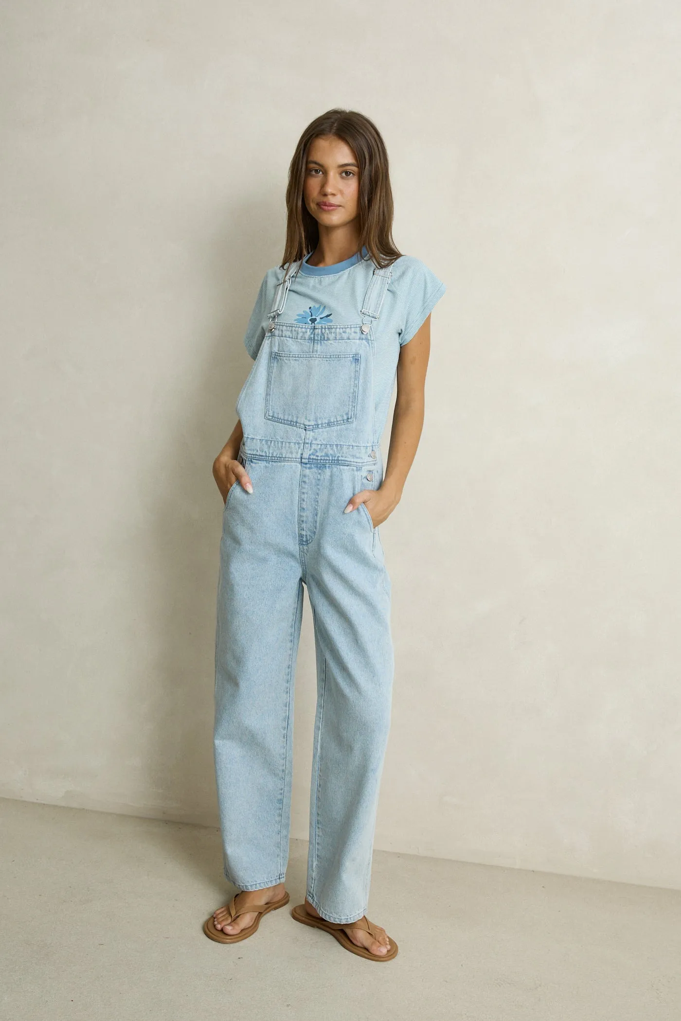 Lani Denim Overalls Light Wash sold by Rhythm. product image thumbnail 4
