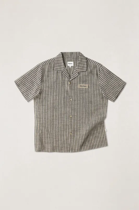 Texture Stripe Ss Shirt Natural sold by Rhythm.