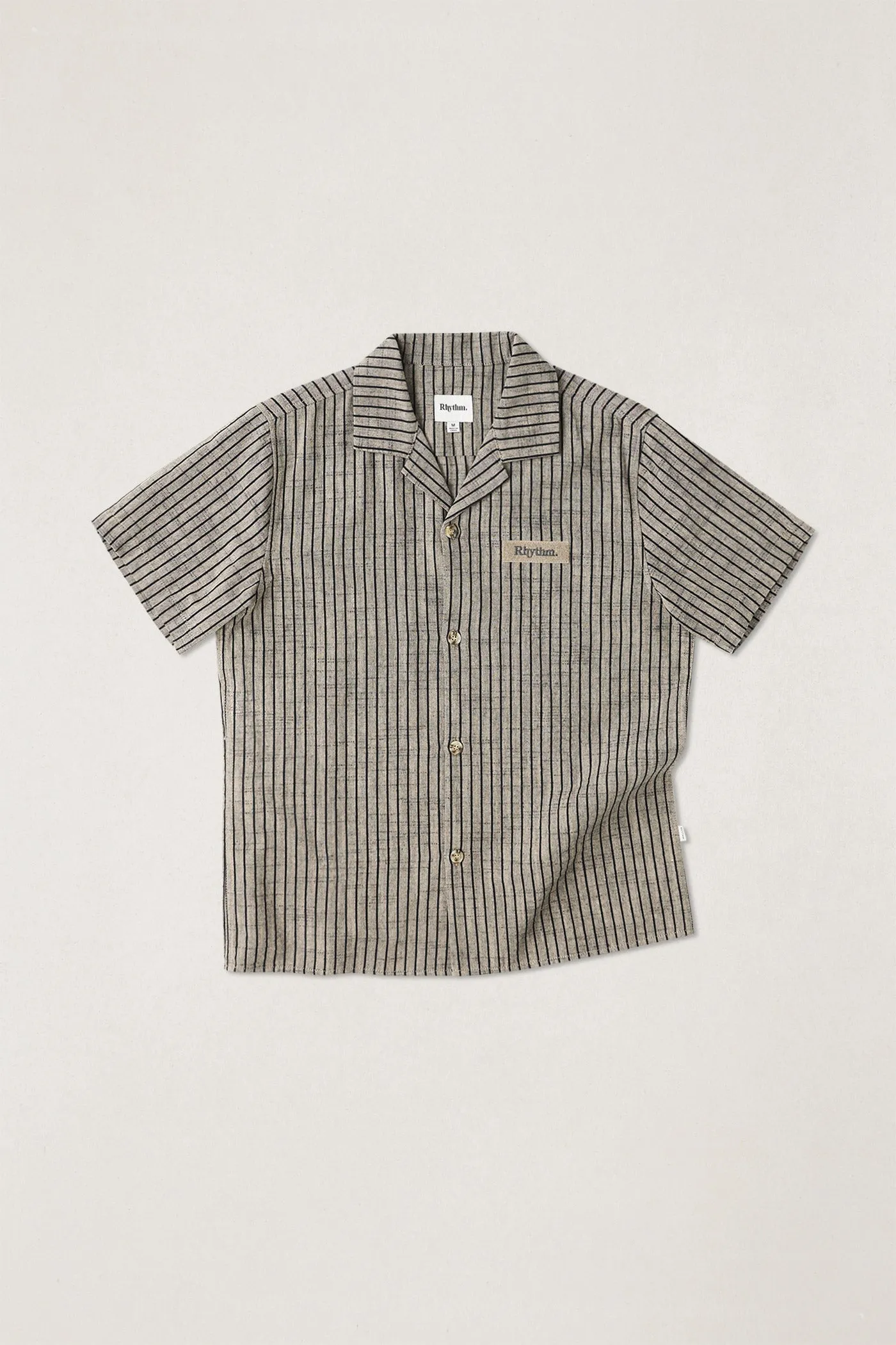 Texture Stripe Ss Shirt Natural sold by Rhythm.