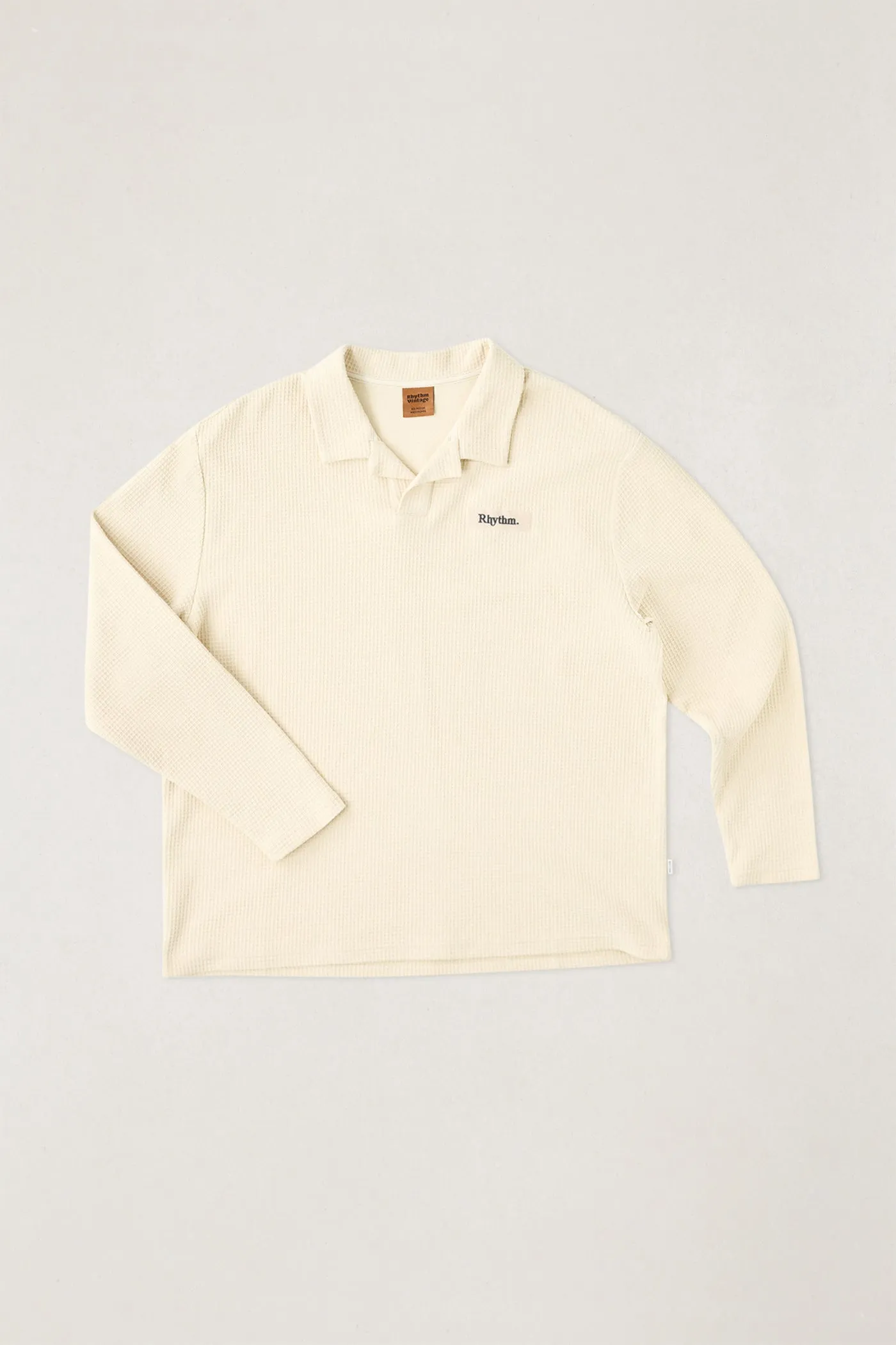 Waffle Rugby Ls Polo Cream sold by Rhythm.