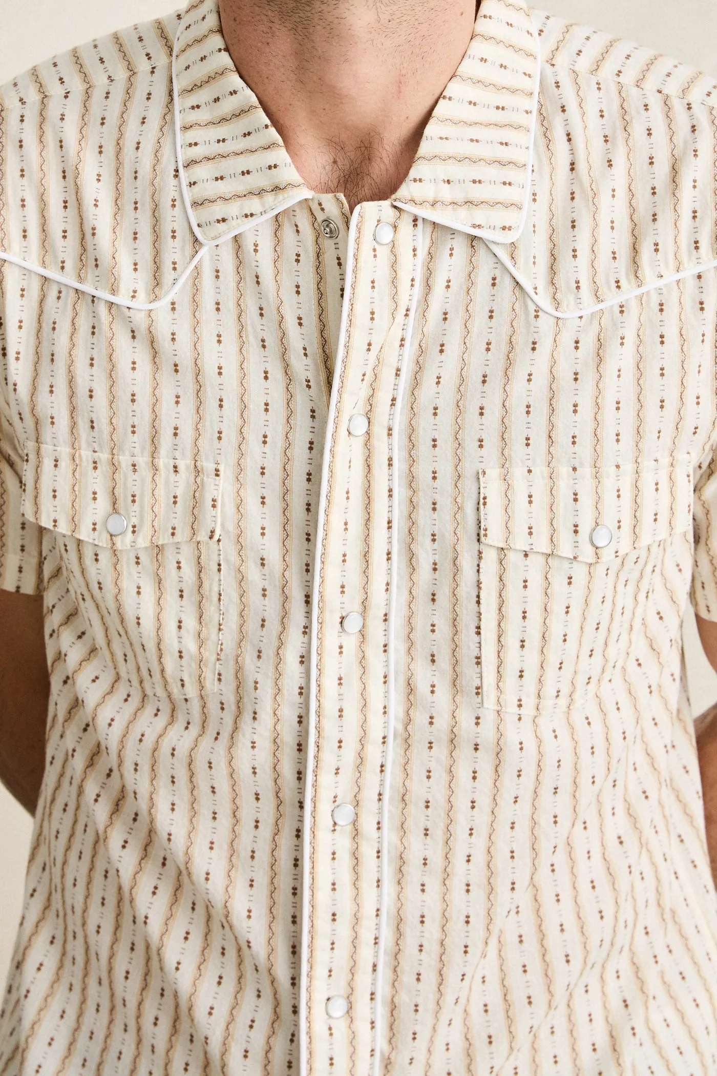 Lone Pine Stripe Ss Shirt Natural sold by Rhythm. product image thumbnail 3