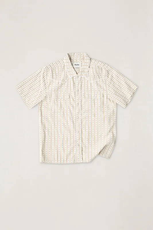 Lone Pine Stripe Ss Shirt Natural made by Rhythm.