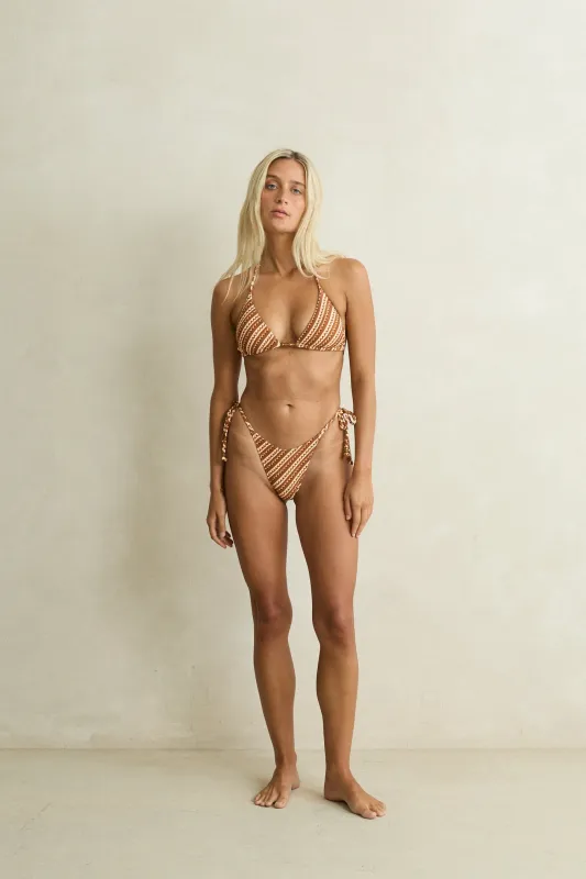 Solar Wave Tie Side Hi Cut Pant Earth made by Rhythm.