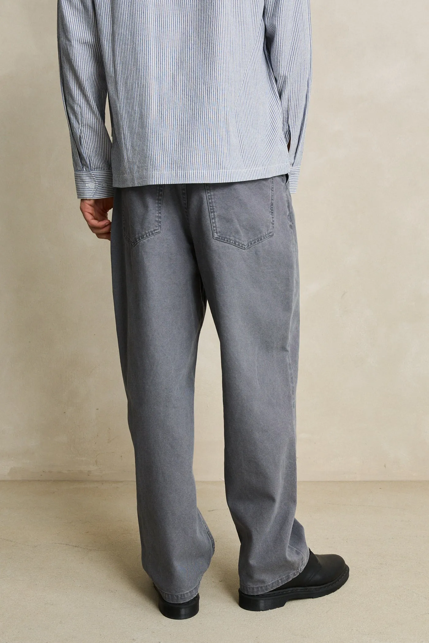 Canvas Pleated Relaxed Straight Pant Washed Charcoal sold by Rhythm. product image thumbnail 5