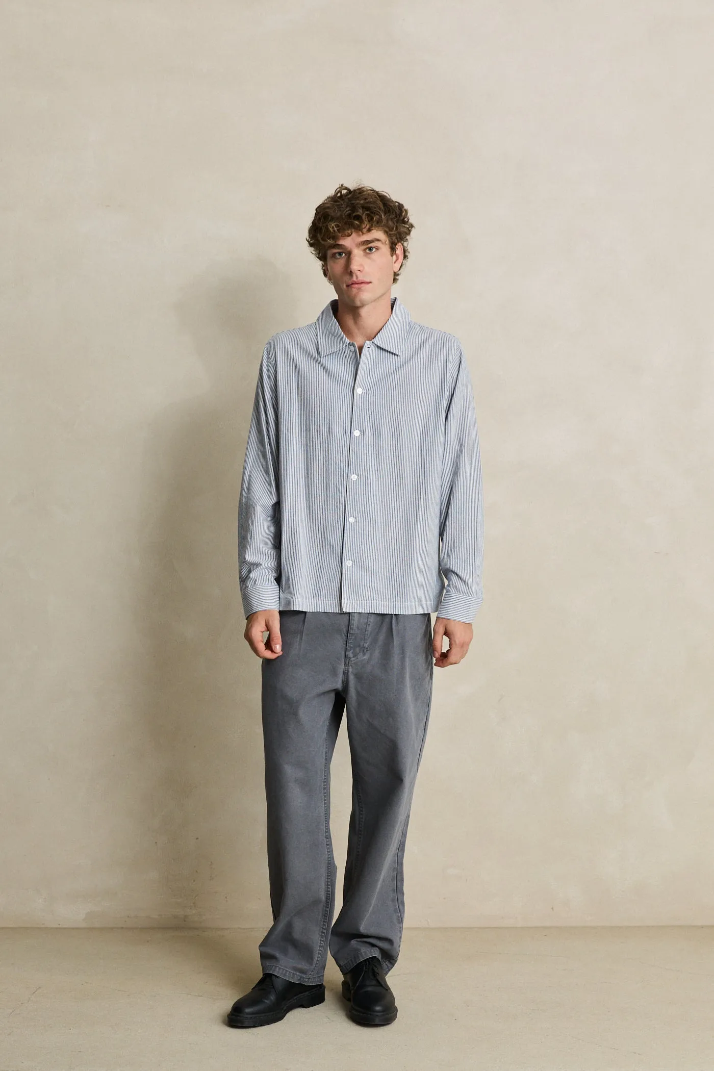 Canvas Pleated Relaxed Straight Pant Washed Charcoal sold by Rhythm. product image thumbnail 3