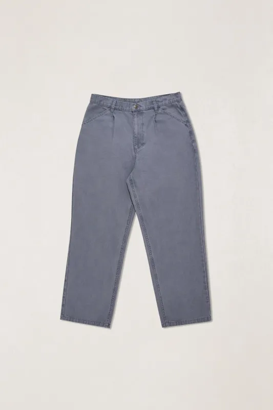 Canvas Pleated Relaxed Straight Pant Washed Charcoal sold by Rhythm.
