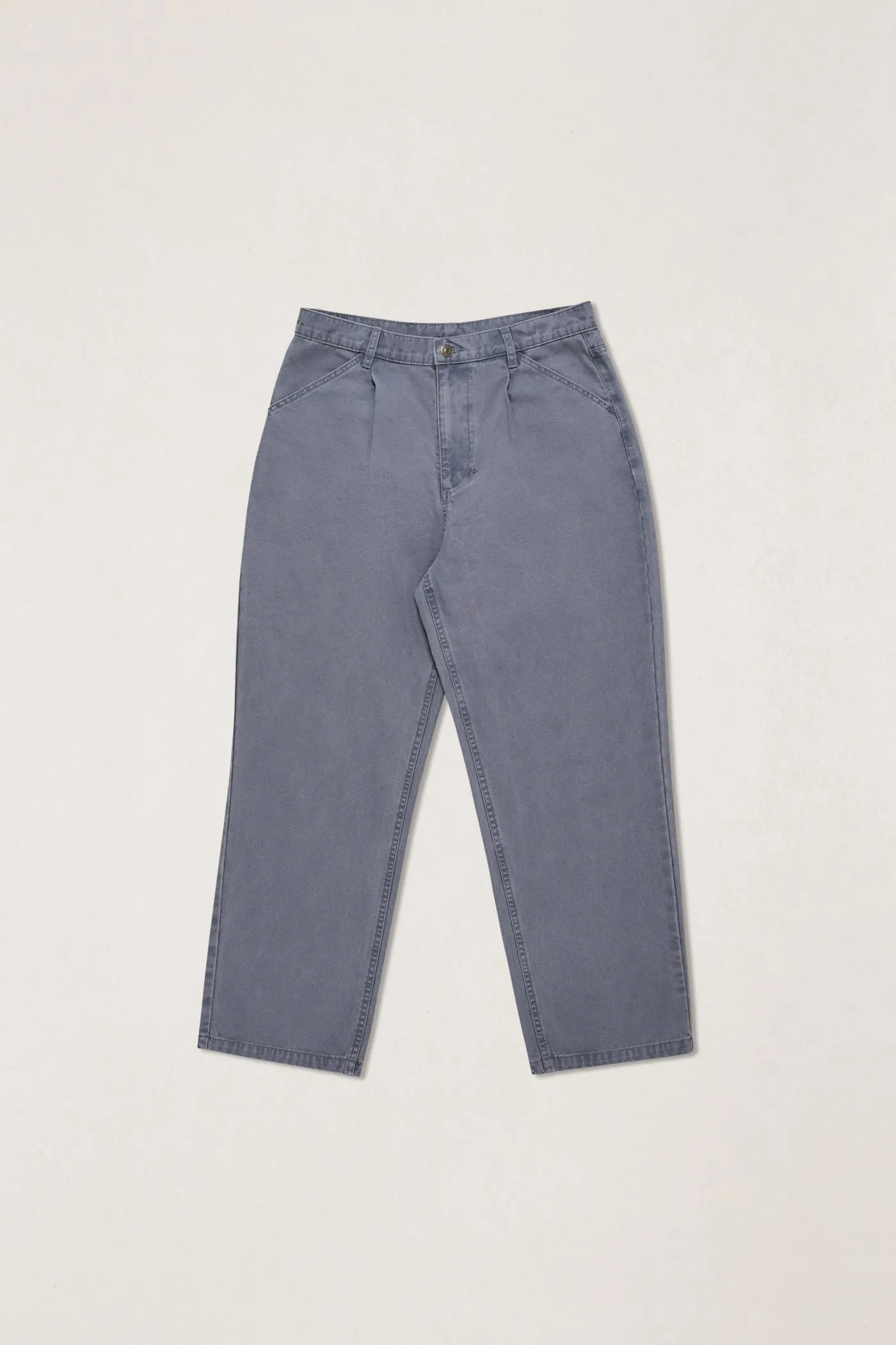 Canvas Pleated Relaxed Straight Pant Washed Charcoal sold by Rhythm.