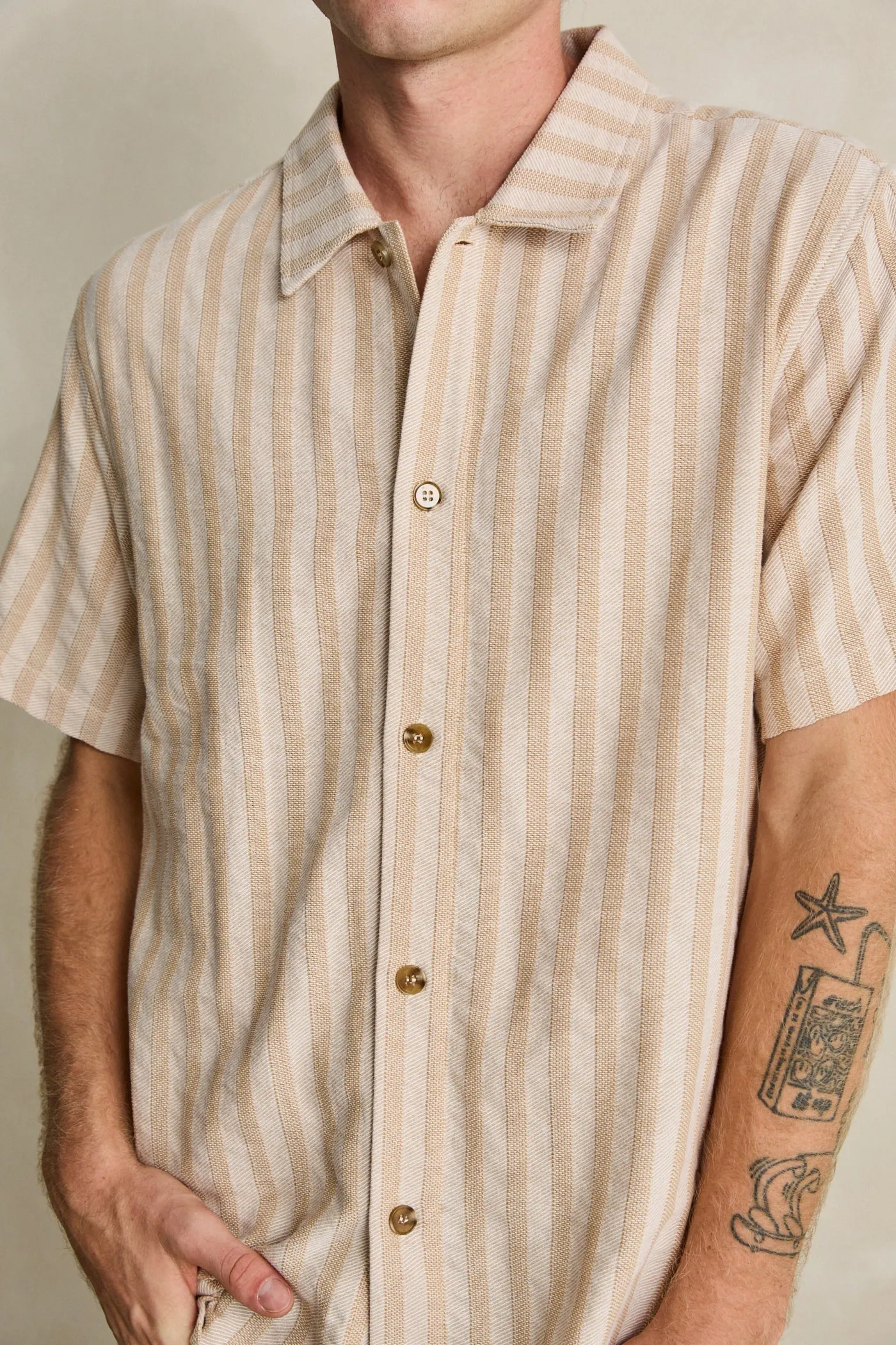 Hum Textured Ss Shirt Tobacco sold by Rhythm. product image thumbnail 5