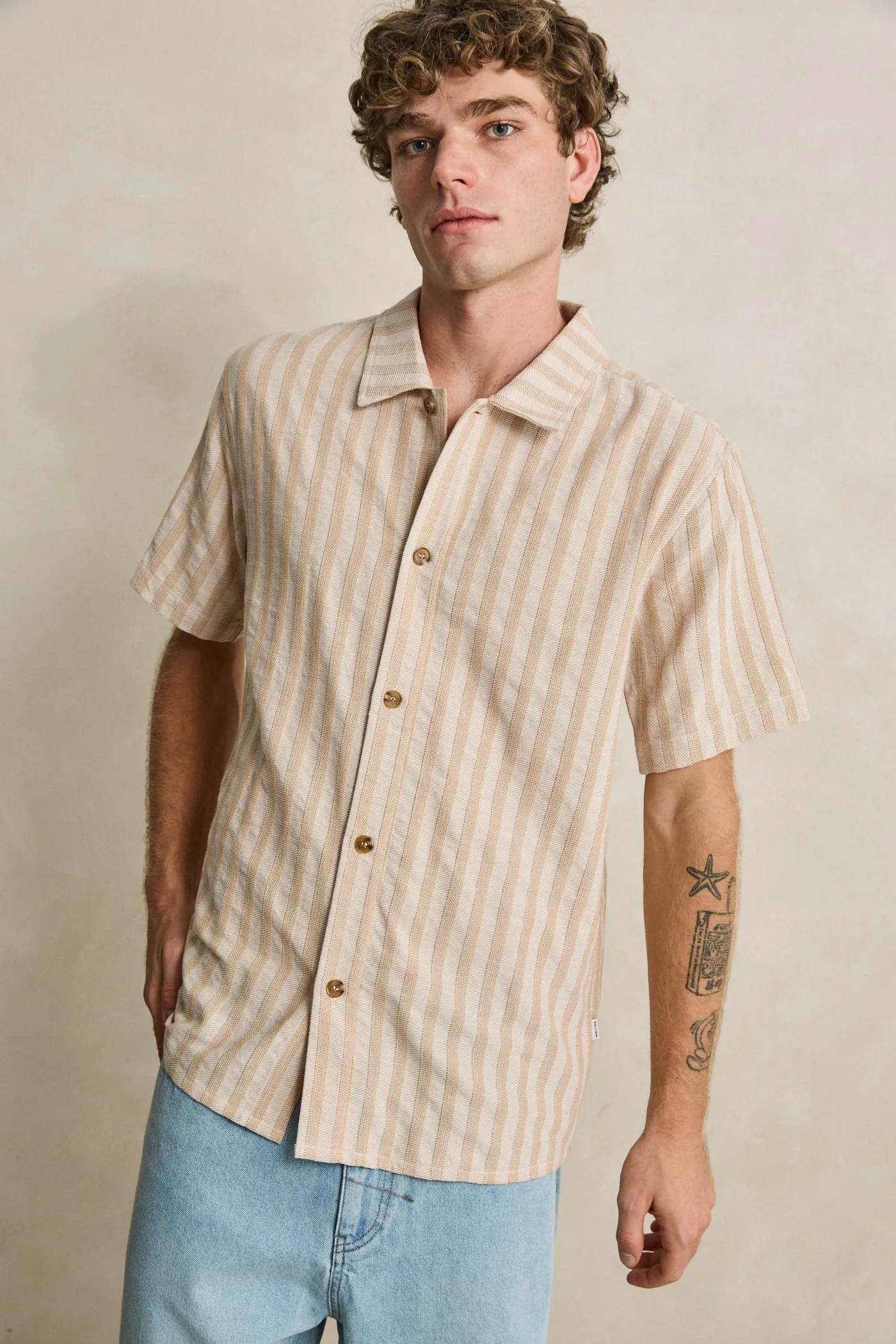 Hum Textured Ss Shirt Tobacco sold by Rhythm. product image thumbnail 2