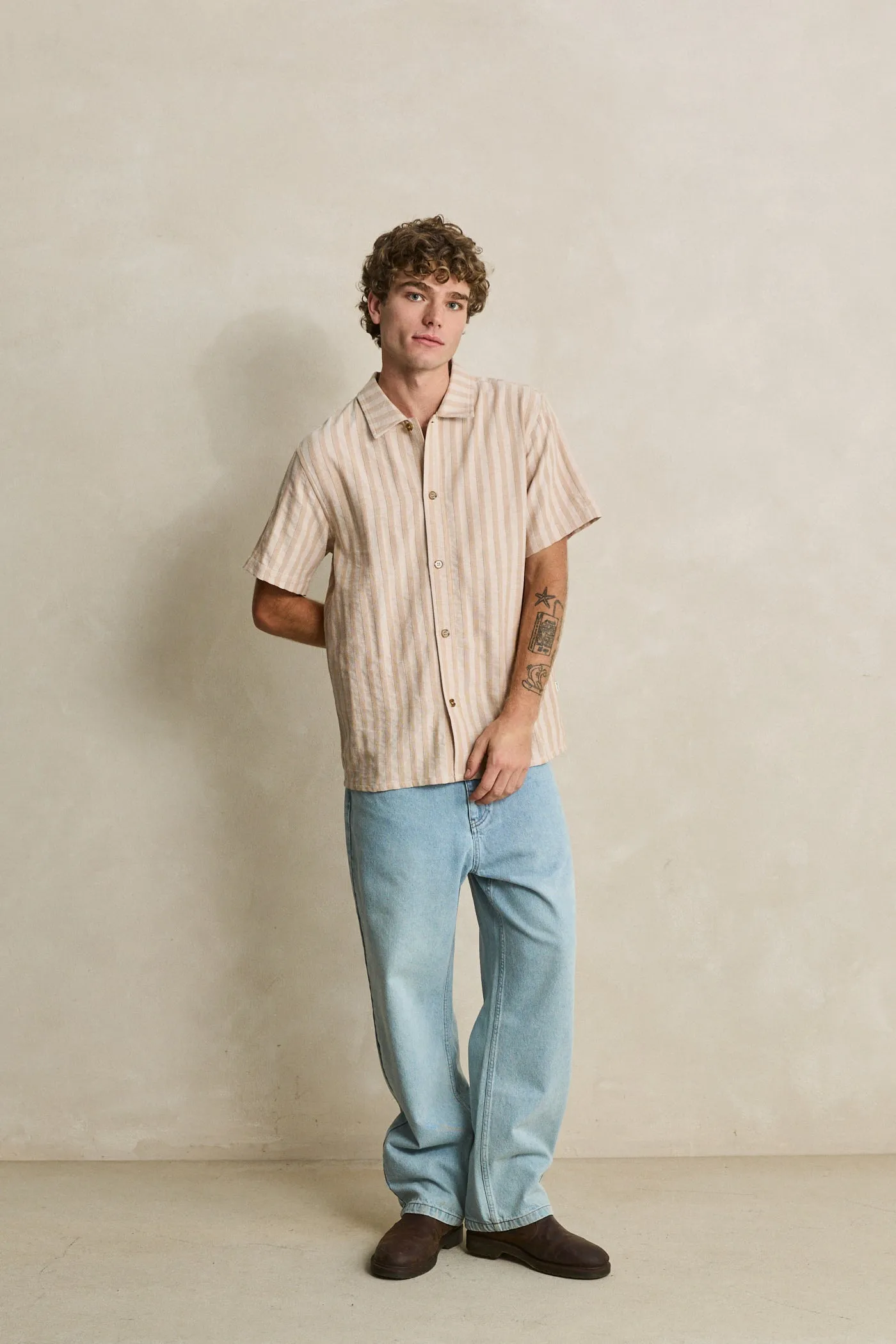 Hum Textured Ss Shirt Tobacco sold by Rhythm. product image thumbnail 3
