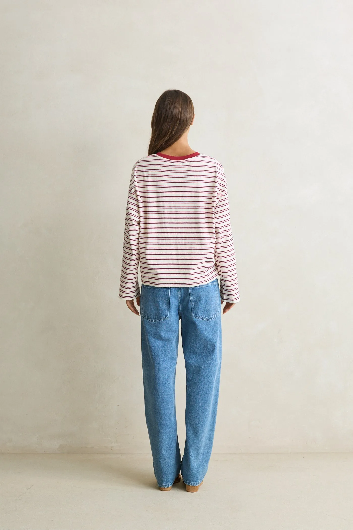Porto Stripe Long Sleeve Top Red sold by Rhythm. product image thumbnail 3