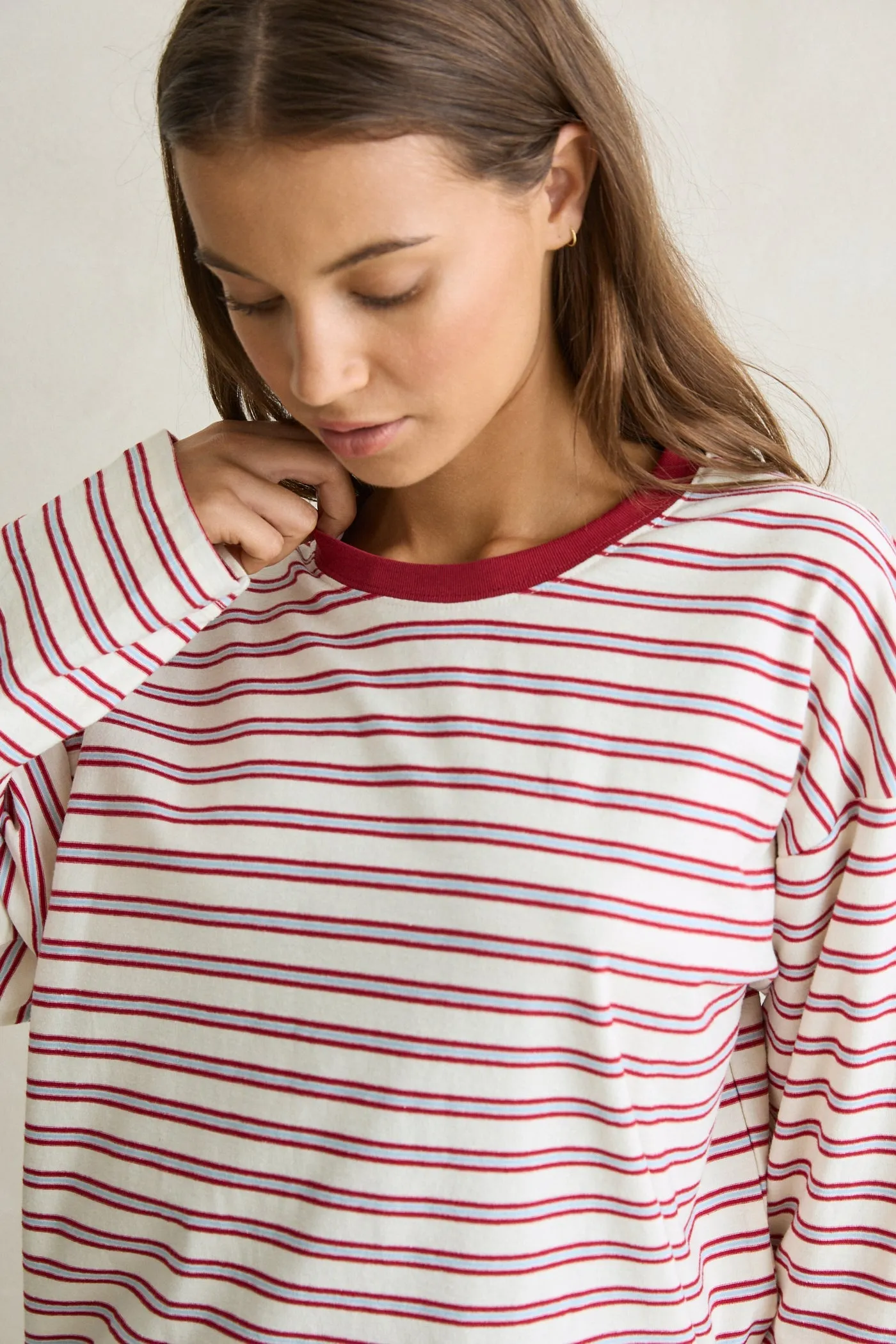 Porto Stripe Long Sleeve Top Red sold by Rhythm. product image thumbnail 4