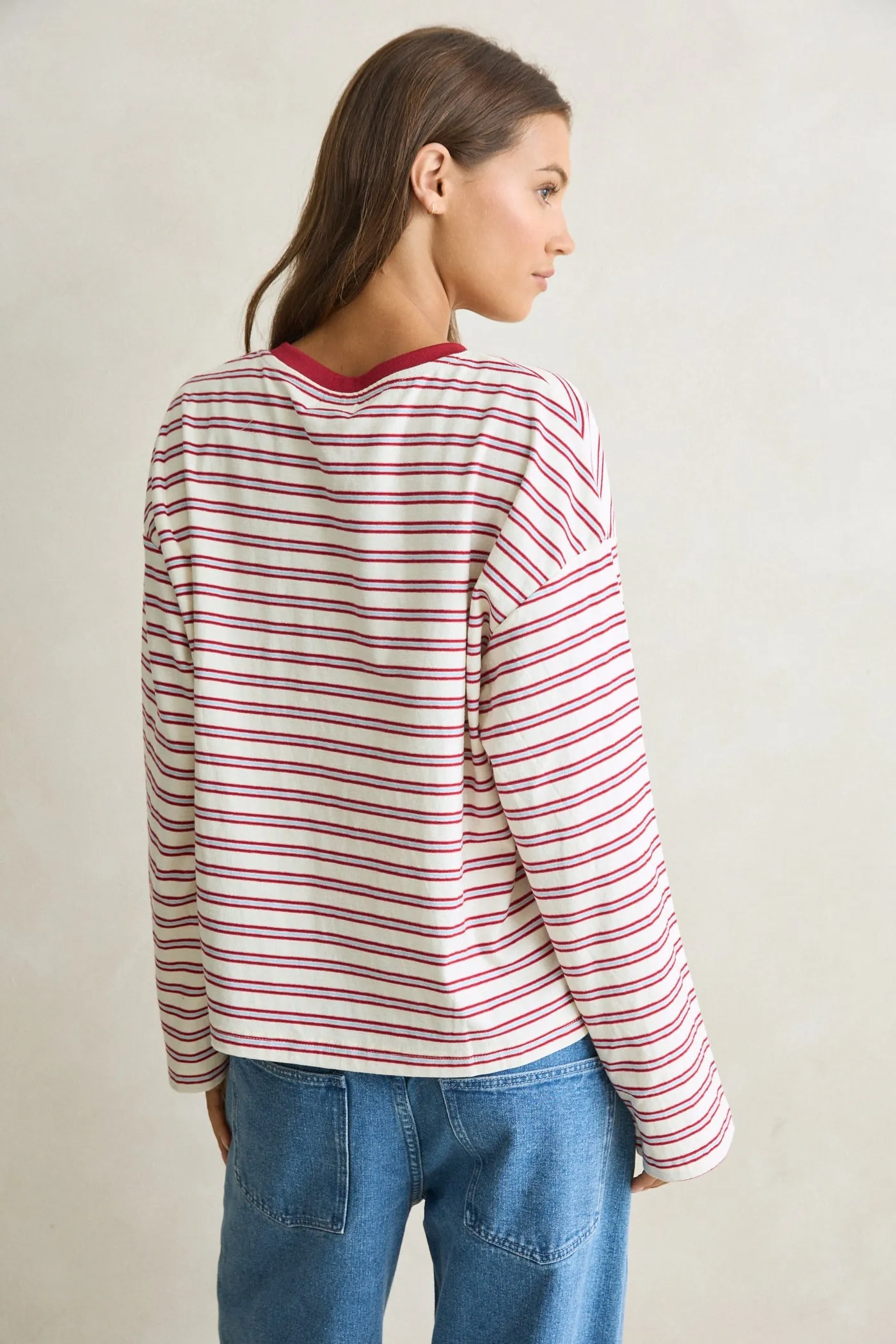 Porto Stripe Long Sleeve Top Red sold by Rhythm. product image thumbnail 5