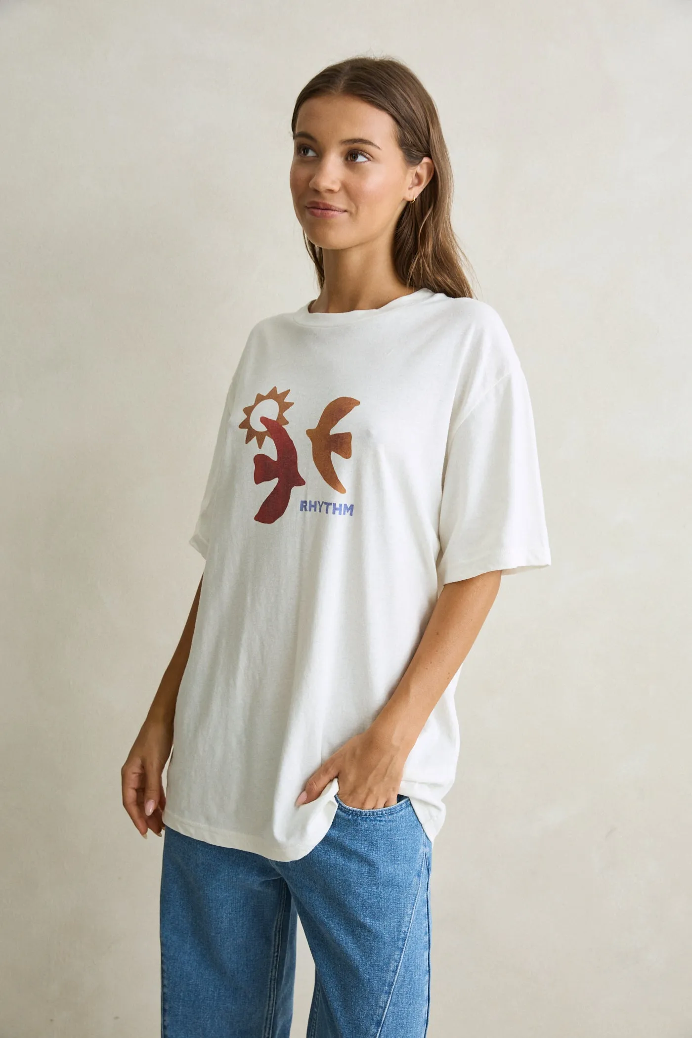 Lumi Oversized T-Shirt Vintage White sold by Rhythm. product image thumbnail 2