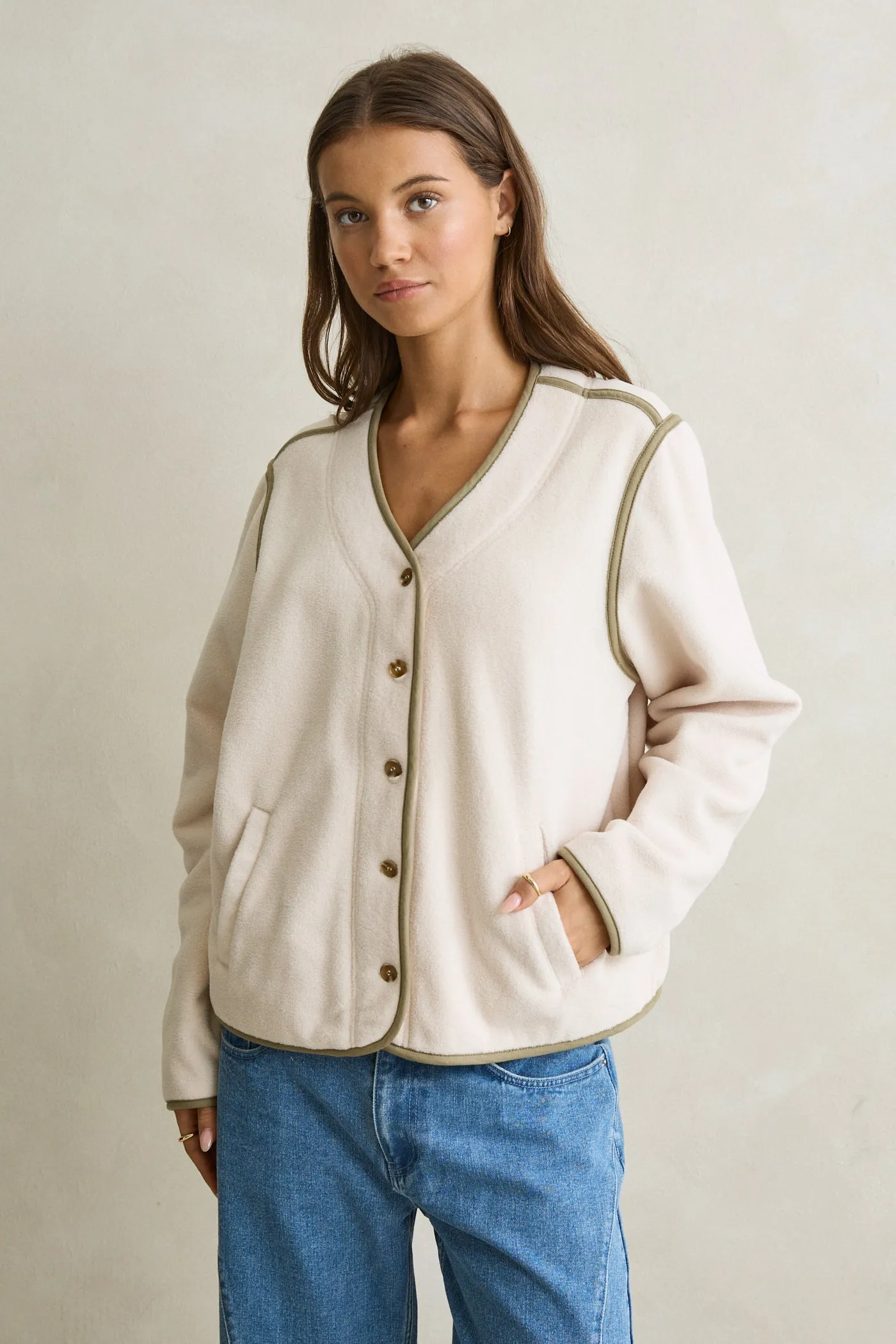 Sami Polar Fleece Jacket Cream sold by Rhythm. product image thumbnail 2
