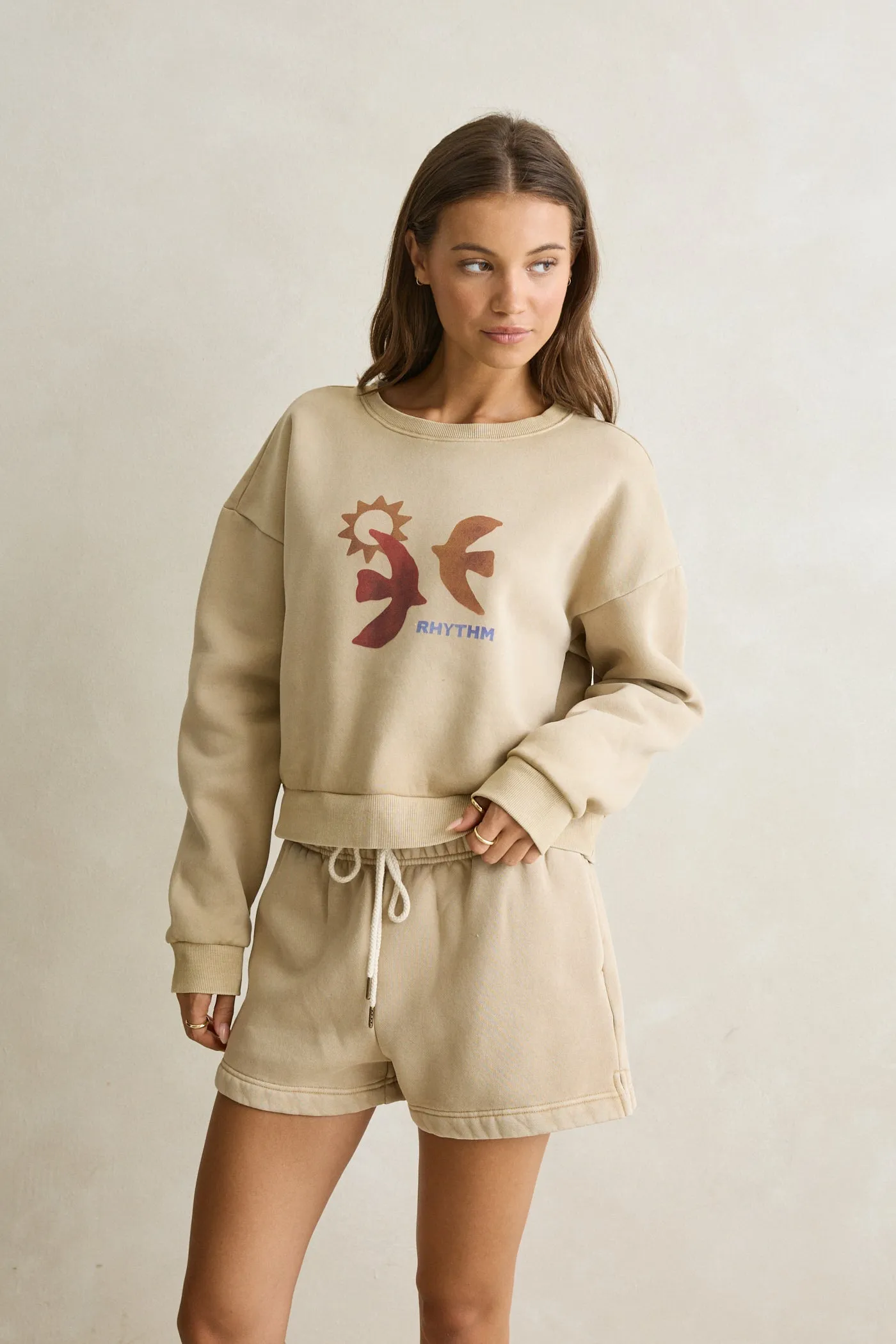 Lumi Slouchy Crew Neck Fleece Sand sold by Rhythm. product image thumbnail 2