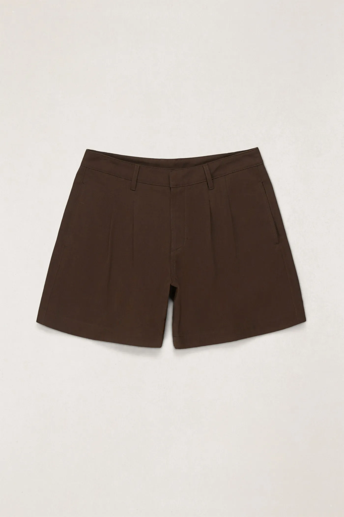 Relaxed Pleated Short Brown sold by Rhythm.