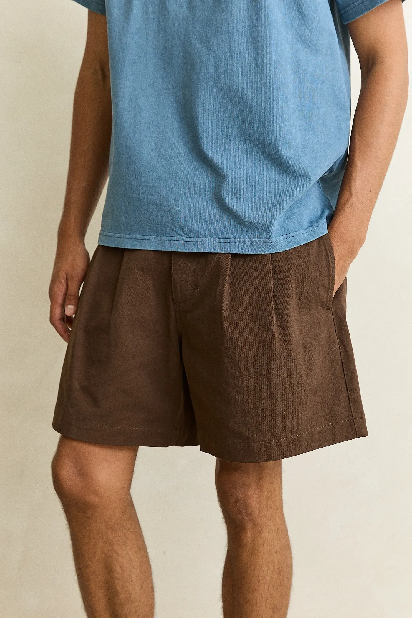 Relaxed Pleated Short Brown sold by Rhythm. product image thumbnail 2