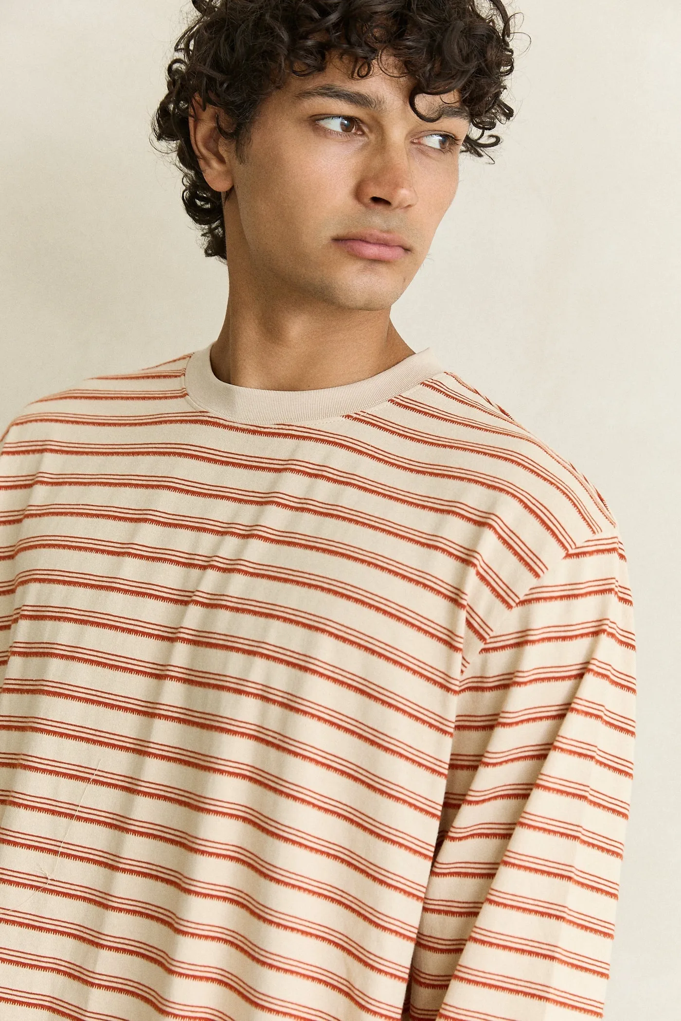 Vintage Stripe Ls T-Shirt Natural sold by Rhythm. product image thumbnail 5