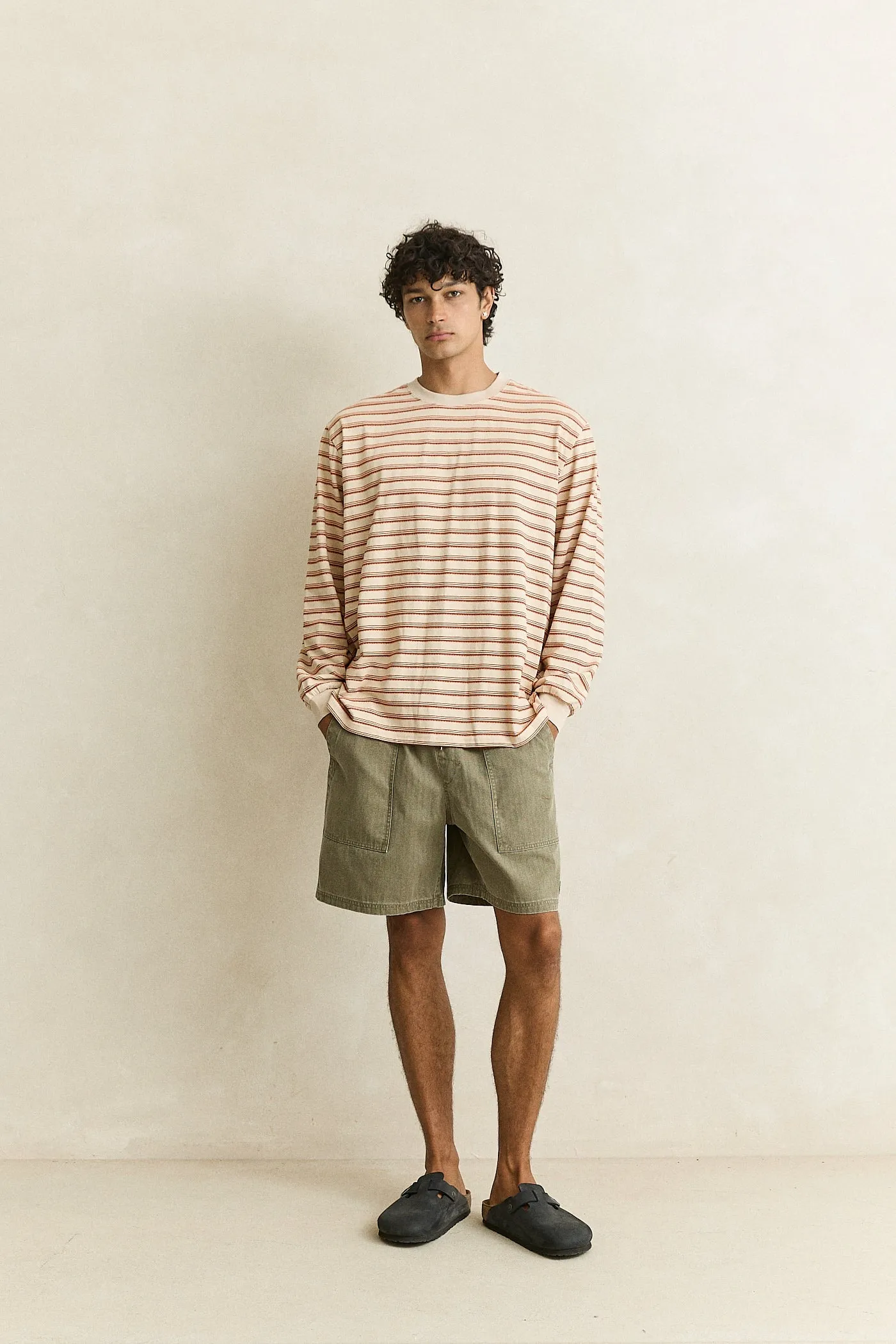 Vintage Stripe Ls T-Shirt Natural sold by Rhythm. product image thumbnail 3